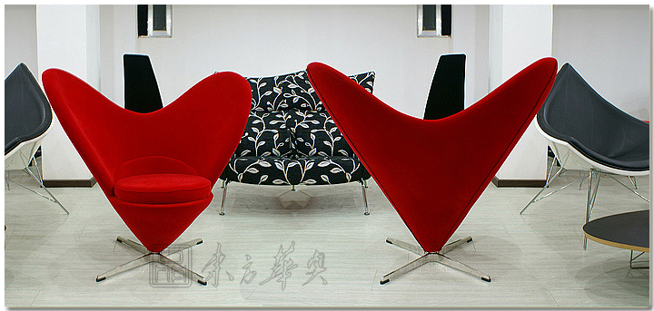 现代经典休闲椅|布面休闲椅|办公家具|潘顿心椅|心型休闲椅